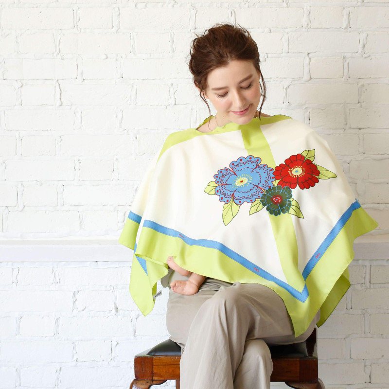 授乳スカーフ モダンフラワー（グリーン）